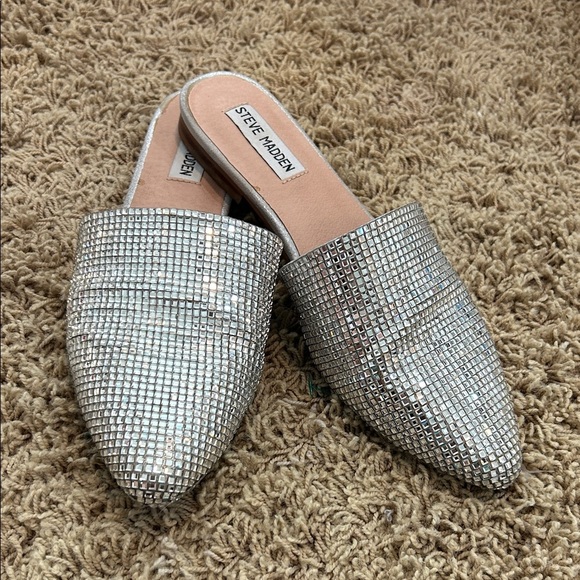 Steve Madden Shoes - Steve Madden Sparkling Silver Mules Women's Size 8.5